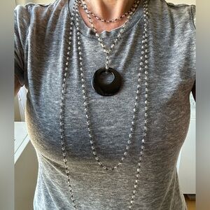 Triple layer drop necklace w/ Black Hematite Donut pendant!